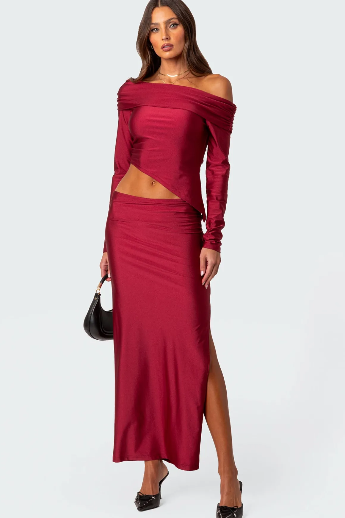 Reema Shiny Slit Maxi Skirt