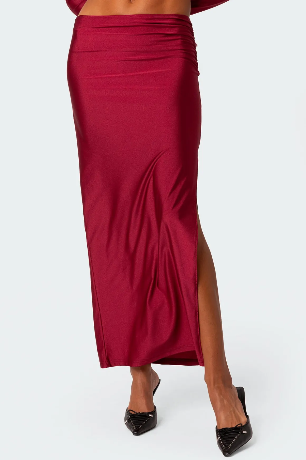 Reema Shiny Slit Maxi Skirt