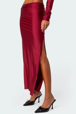 Reema Shiny Slit Maxi Skirt