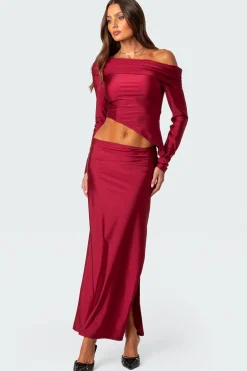 Reema Shiny Slit Maxi Skirt