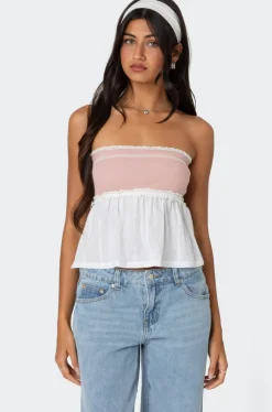 Rena Ribbed Peplum Tube Top