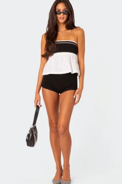 Rena Ribbed Peplum Tube Top