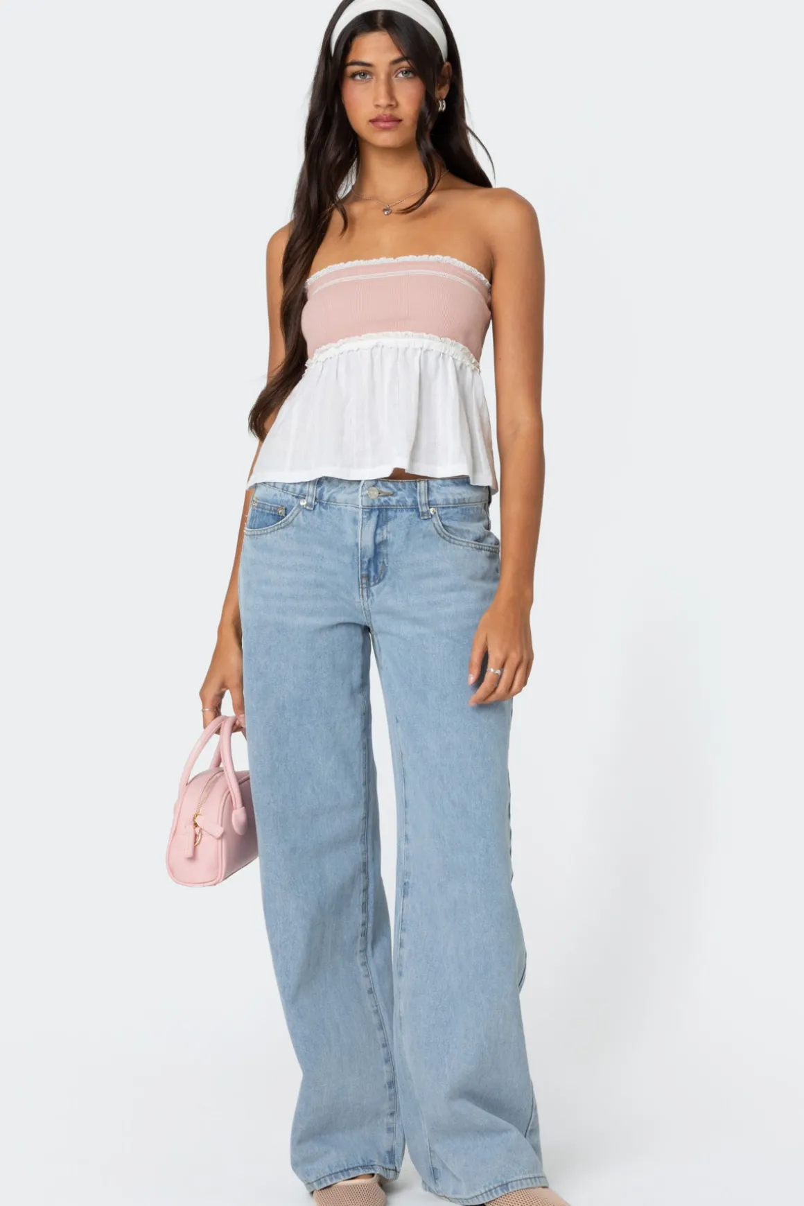 Rena Ribbed Peplum Tube Top