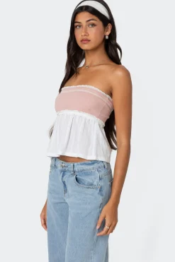 Rena Ribbed Peplum Tube Top