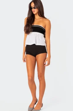 Rena Ribbed Peplum Tube Top