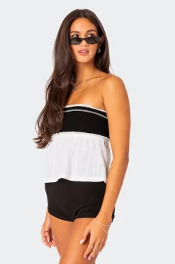 Rena Ribbed Peplum Tube Top