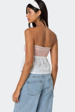 Rena Ribbed Peplum Tube Top