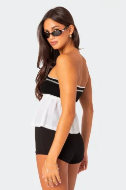Rena Ribbed Peplum Tube Top