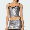 Revel Lace Trim Sequin Tank Top