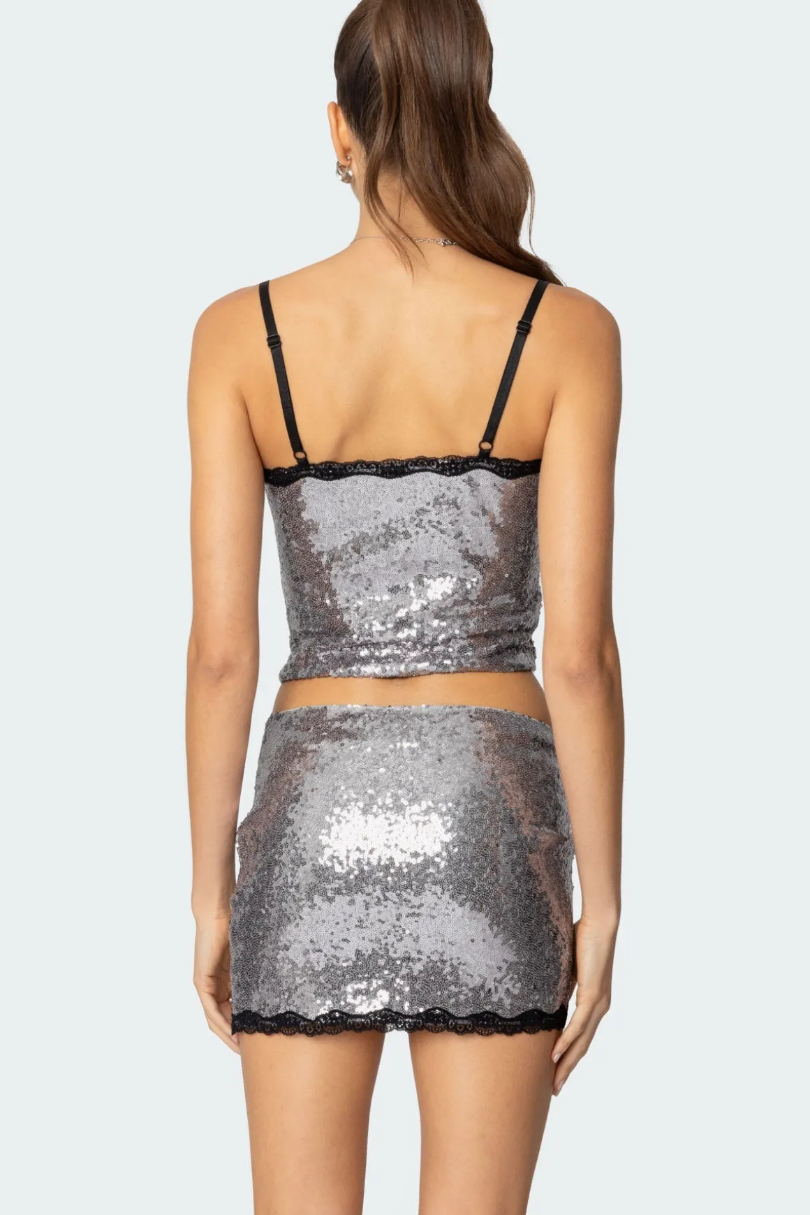 Revel Lace Trim Sequin Tank Top