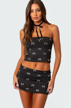 Rhinestone Bow Tube Top