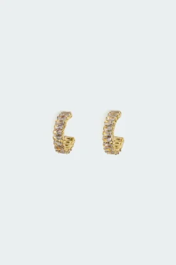 Rhinestone Hoop Stud Earrings