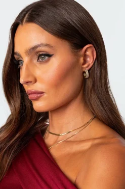 Rhinestone Hoop Stud Earrings