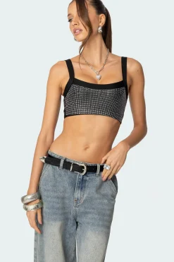 Rhinestone Ribbed Crop Top