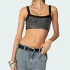Rhinestone Ribbed Crop Top