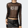 88 Rhinestone Sheer Mesh Top