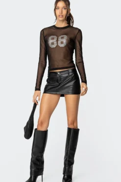 88 Rhinestone Sheer Mesh Top