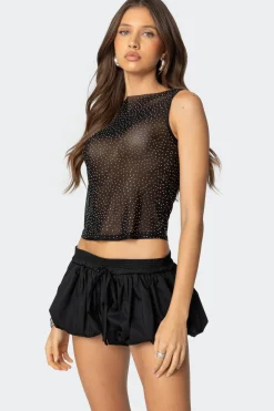 Rhinestone Sheer Mesh Top