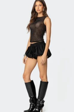 Rhinestone Sheer Mesh Top