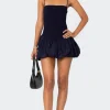 Ribbed Bubble Skirt Mini Dress