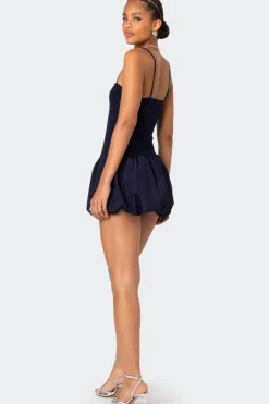 Ribbed Bubble Skirt Mini Dress