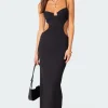 Ribbed Cut Out Cupped Maxi Dress