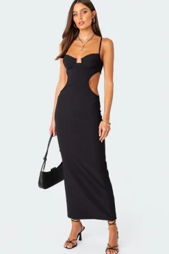 Ribbed Cut Out Cupped Maxi Dress