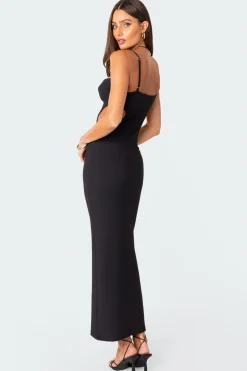 Ribbed Cut Out Cupped Maxi Dress