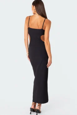 Ribbed Cut Out Cupped Maxi Dress