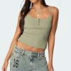 Ribbed Henley Tank Top