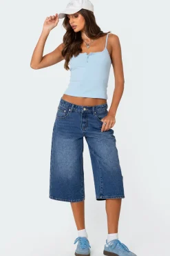 Ribbed Henley Tank Top