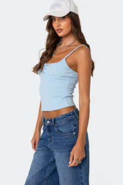 Ribbed Henley Tank Top