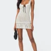Ribbon Crochet Mini Dress