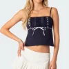 Ribbon Trim Open Back Top