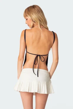 Ribbon Trim Open Back Top