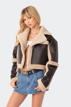 Ricky Faux Leather Shearling Jacket