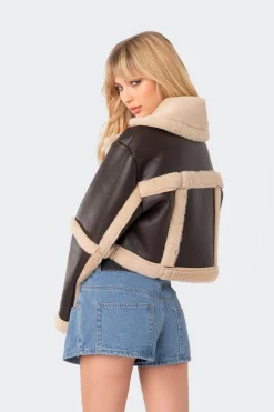 Ricky Faux Leather Shearling Jacket
