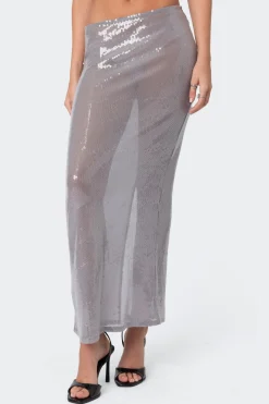 Riki Sheer Sequin Maxi Skirt