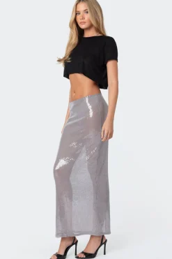 Riki Sheer Sequin Maxi Skirt