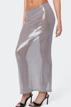 Riki Sheer Sequin Maxi Skirt