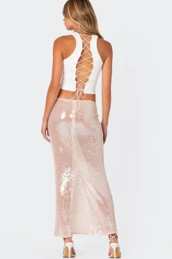 Riki Sheer Sequin Maxi Skirt