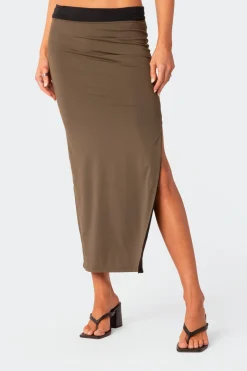Rissa Reversible Low Rise Slitted Maxi Skirt