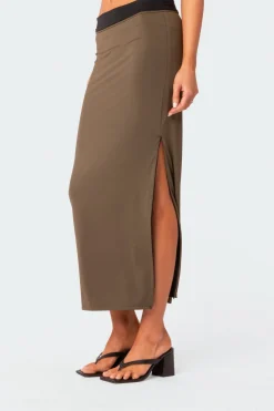 Rissa Reversible Low Rise Slitted Maxi Skirt