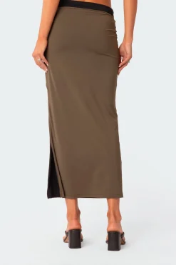 Rissa Reversible Low Rise Slitted Maxi Skirt