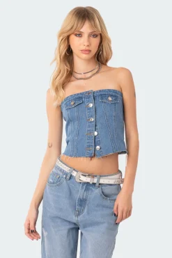River Denim Strapless Top