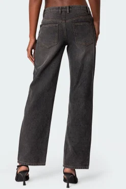 Rivet Trim Straight Leg Jeans
