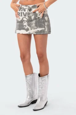 Rock Washed Denim Skirt