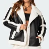 Rocki Oversized Faux Leather Shearling Jacket