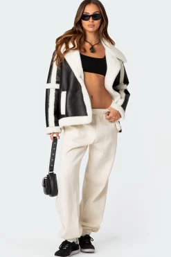 Rocki Oversized Faux Leather Shearling Jacket