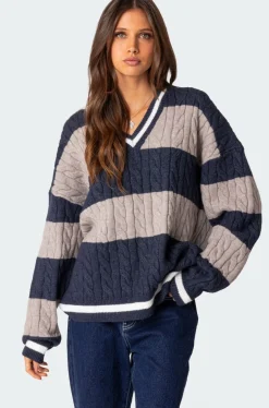 Romie V Neck Cable Knit Sweater